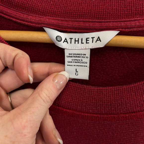 Athleta Red Crew Neck Sweater with Ribbed Details - Picture 3 of 4
